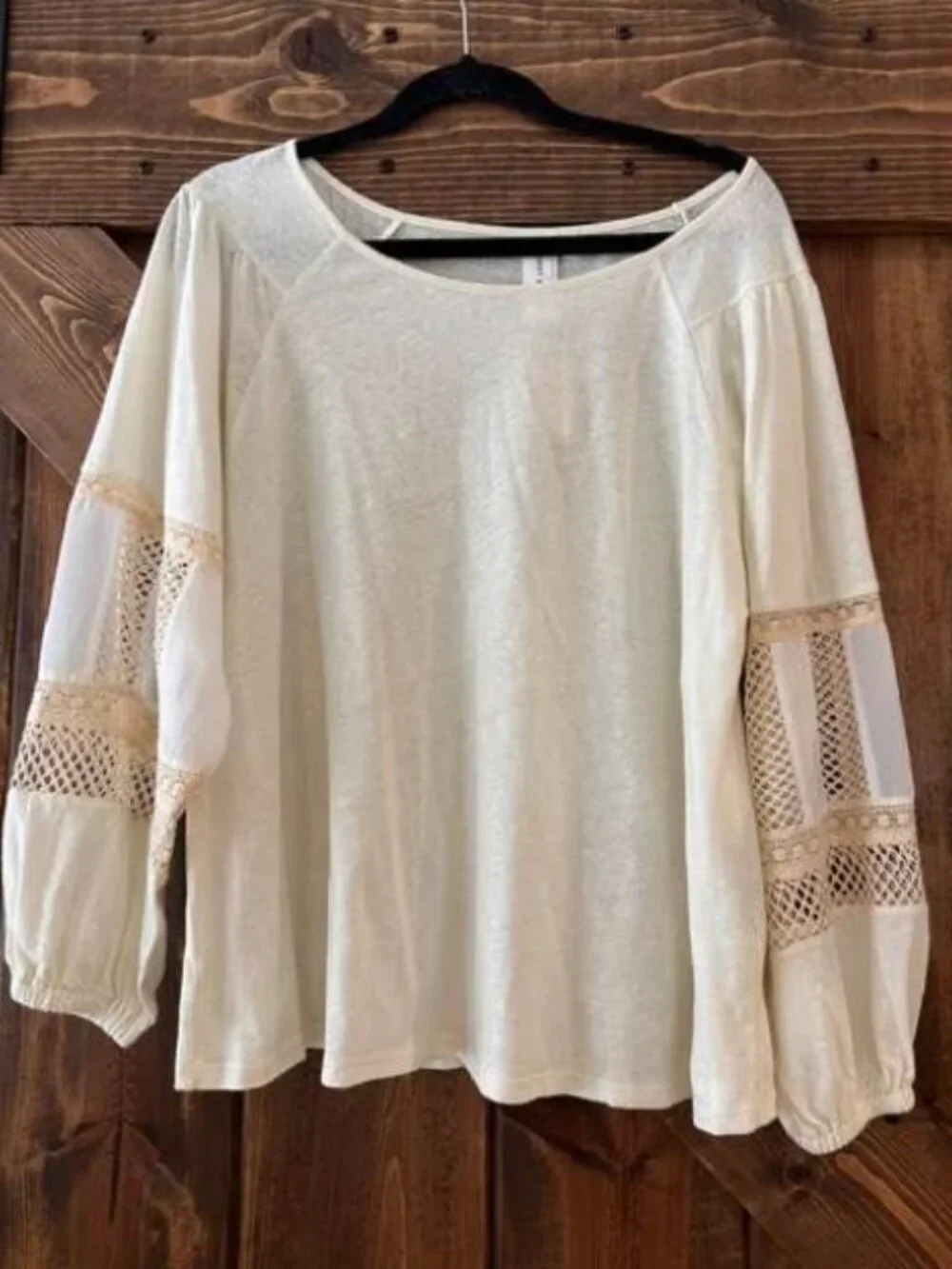 Guest Editor for Anthropologie | Linen Cotton Crocheted Sleeves Blouse M NWT